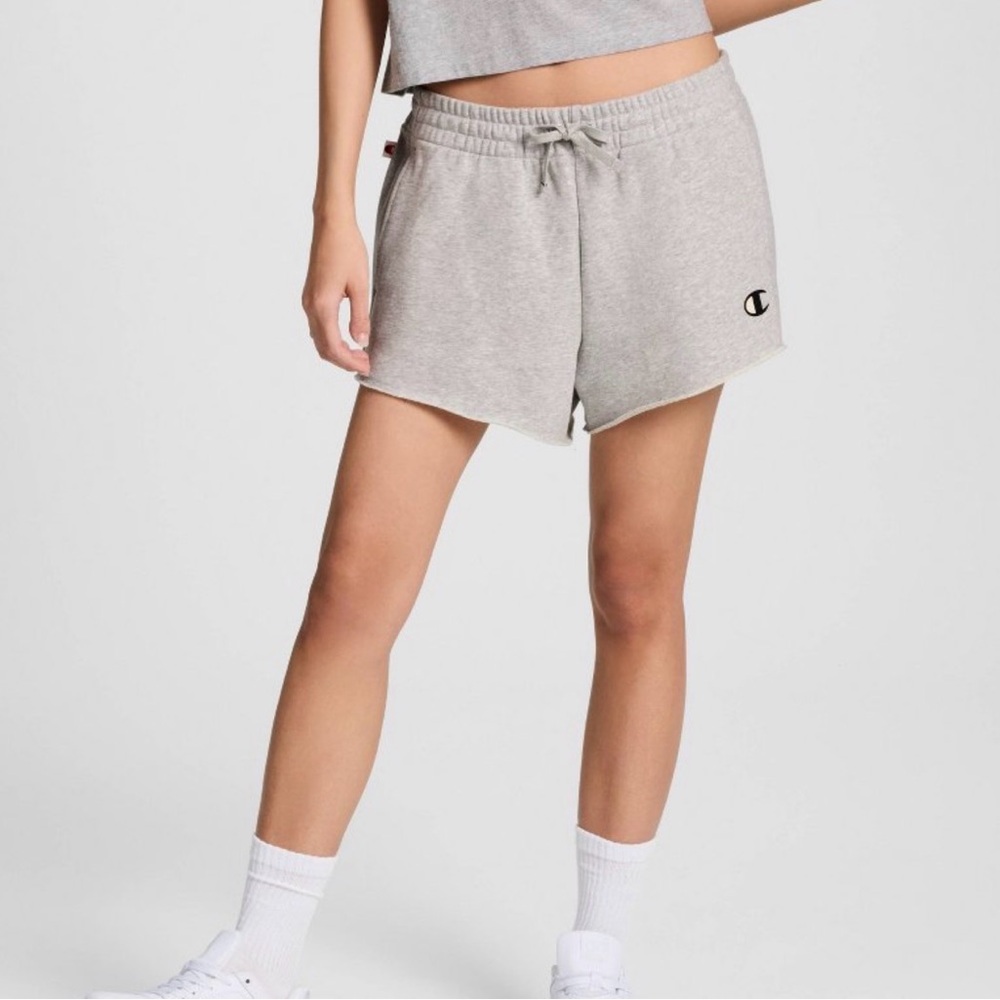 Champion Light Gray Terry Athletic Shorts with Logo